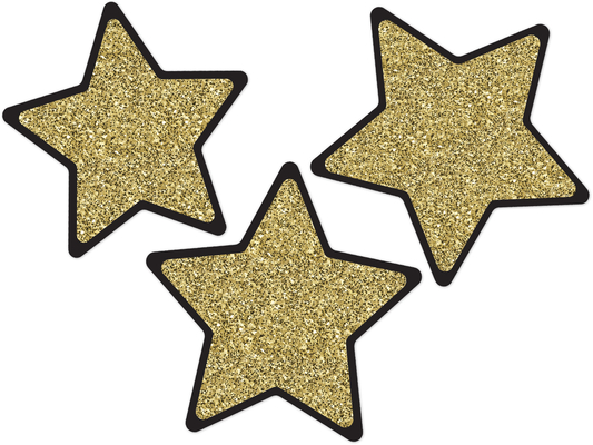 Sparkle and Shine Solid Gold Glitter Stars Cut-Outs