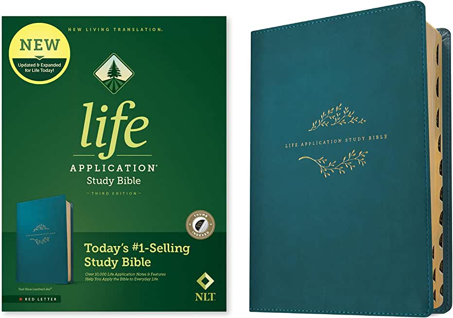 NLT Life Application Study Bible, Third Edition (Red Letter, Leatherlike, Teal Blue, Indexed)