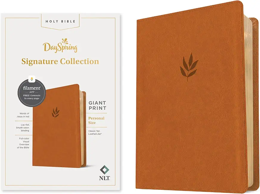 NLT Personal Size Giant Print Bible, Filament-Enabled Edition (Leatherlike, Classic Tan, Red Letter): Dayspring Signature Collection