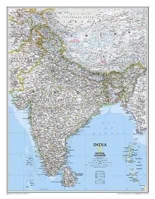National Geographic: India Classic Wall Map - Laminated (23.5 X 30.25 Inches)