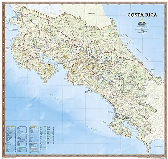 National Geographic: Costa Rica Wall Map (38 X 36 Inches)
