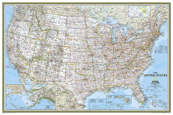 National Geographic: United States Classic Wall Map - Laminated (Poster Size: 36 X 24 Inches)