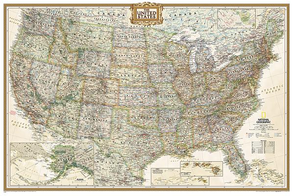 National Geographic: United States Executive Wall Map (Poster Size: 36 X 24 Inches)