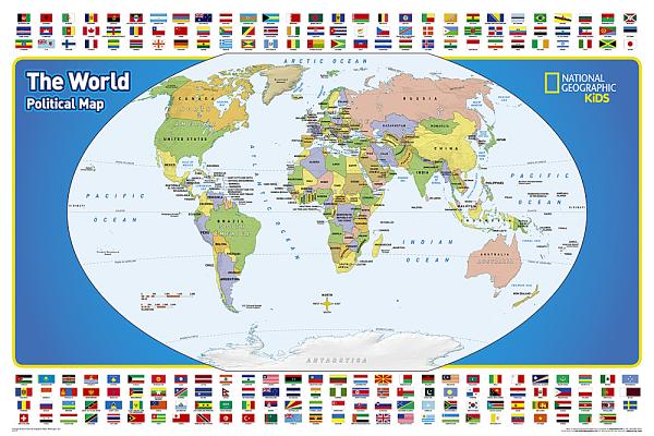 National Geographic: The World for Kids Wall Map - Laminated (36 X 24 Inches)