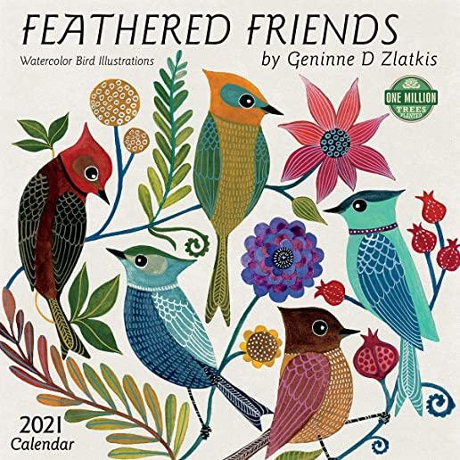 Feathered Friends 2021 Wall Calendar: Watercolor Bird Illustrations