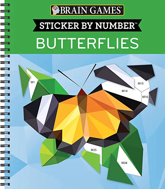 Brain Games - Sticker by Number: Butterflies (28 Images to Sticker)