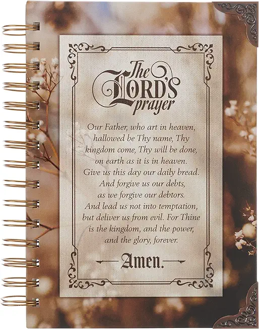 Christian Art Gifts Journal W/Scripture for Men/Women the Lord's Prayer Mathew Bible Verse Brown 192 Ruled Pages, Large Hardcover Notebook, Wire Bound