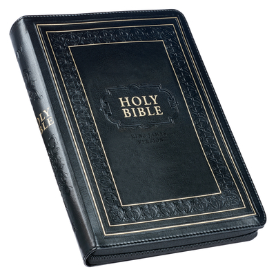 KJV Giant Print Full-Size Bible Black with Zipper Faux Leather