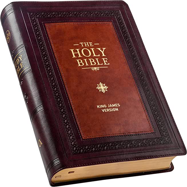 KJV Study Bible, Standard Print Faux Leather - Thumb Index, King James Version Holy Bible, Saddle Tan/Diamond