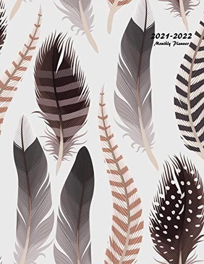 2021-2022 Monthly Planner: Large Two Year Planner (Feathers)