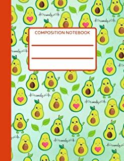 Avocado: Cute Composition Notebook For Kids, Perfect For School Notes, Sweet Avocado Design, Collage Ruled, Great Gift For Vega