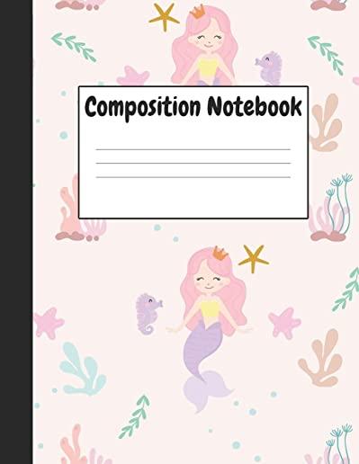 Composition Notebook: Beautiful Little Pink Mermaid Themes Style, 8.5