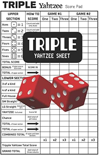 Triple Yahtzee Sheet: Triple Yahtzee Score Pads - Small Size 6