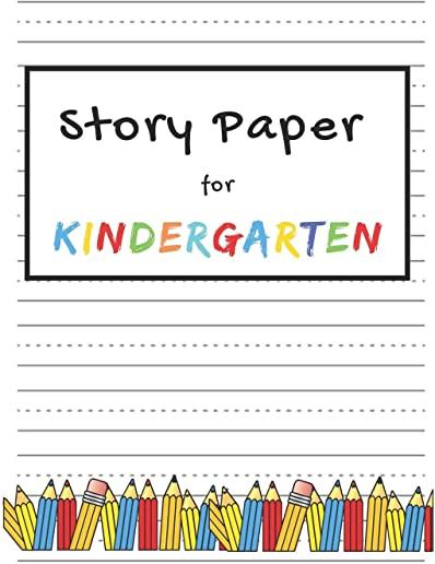 Story Paper for Kindergarten: Elementary Primary Notebook with Picture Space and Dotted Midline - Grade K-2 School Exercise Book