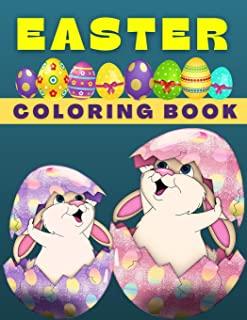 Easter Coloring Book For Kids Ages 4-8: Funny Happy Easter Coloring Book for Kids Unique Coloring Pages with Cute Little Rabbits, Chickens, Lambs, Egg