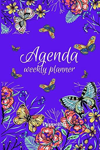 Agenda - Weekly Planner 2021 - Butterflies Purple Cover - 136 pages - 6x9-inches