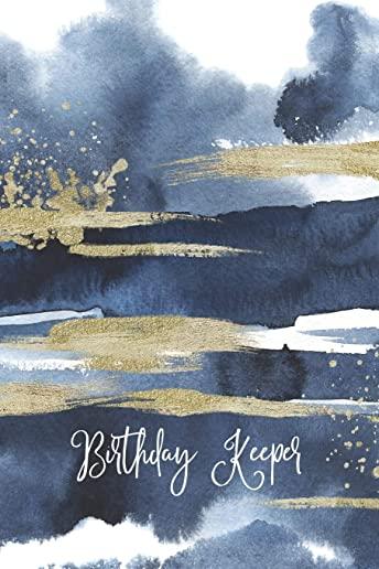 Birthday Keeper: Important Date Reminder Blue & Gold Paint