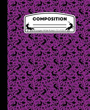 Composition: Unicorn Purple Marble Composition Notebook Wide Ruled 7.5 x 9.25 in, 100 pages book for girls, kids, school, students