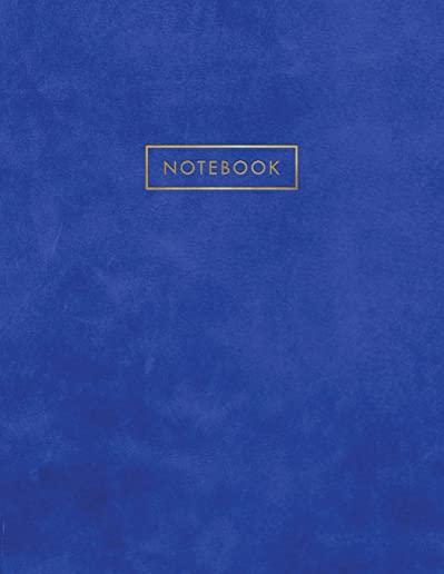 Notebook: Blue Suede Leather Style - Gold Lettering - Softcover - 150 College-ruled Pages - 8.5 x 11 size