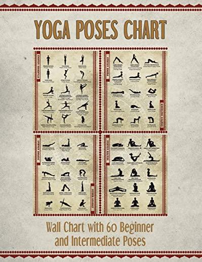 Yoga Poses Chart: Chart / Mini Poster With 60 Common Hatha Yoga Poses / Asanas in Sanskrit and English