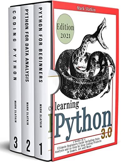 Learning Python: 3 Books in 1: Ultimate Beginners guide Including Data Analysis and 50 Step-By-Step Coding Projects in Games, Art and M