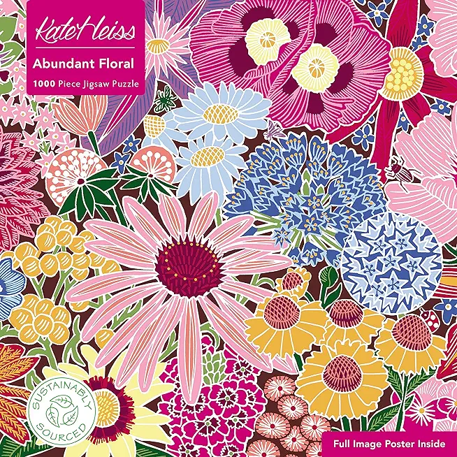 Adult Sustainable Jigsaw Puzzle Kate Heiss: Abundant Floral: 1000-Pieces. Ethical, Sustainable, Earth-Friendly