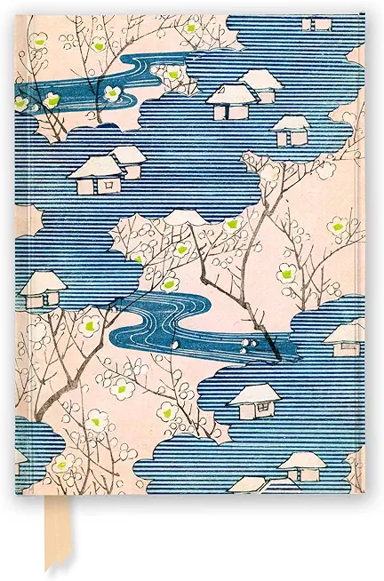 Japanese Woodblock: Cottages with Rivers & Cherry Blossoms (Foiled Journal)