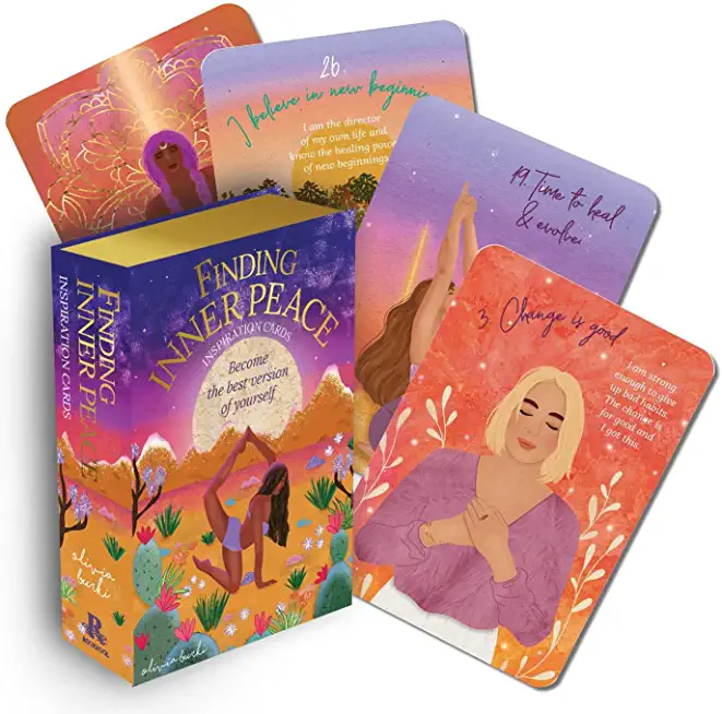 Finding Inner Peace Inspiration Cards: Become the Best Version of Yourself (40 Full-Color Cards, 16-Page Booklet, and Wooden Stand)