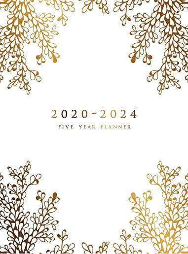 2020-2024 Five Year Planner: Five Year Monthly Planner 8.5 x 11 with Hardcover (Gold Floral Branches)
