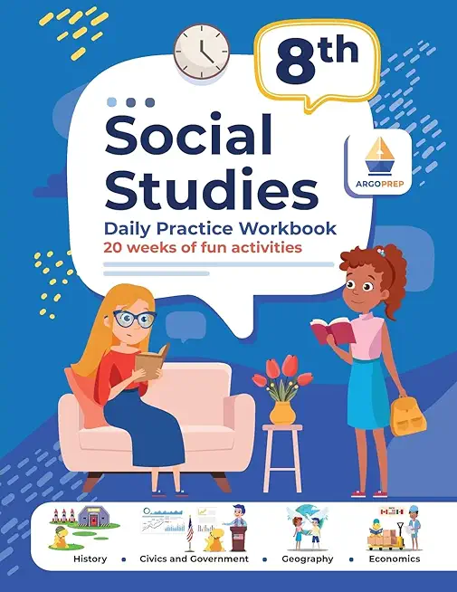 8th Grade Social Studies: Daily Practice Workbook 20 Weeks of Fun Activities History Civic and Government Geography Economics + Video Explanatio