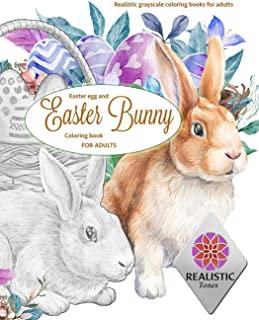 EASTER Egg and Easter bunny coloring book for adults Realistic grayscale coloring books for adults