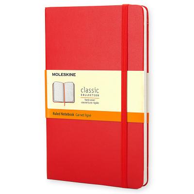 Moleskine Classic Notebook, Large, Ruled, Red, Hard Cover (5 X 8.25)