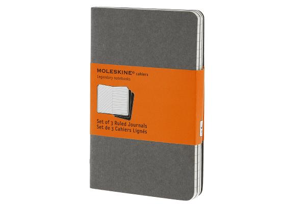 Moleskine Cahier Journal (Set of 3), Pocket, Ruled, Pebble Grey, Soft Cover (3.5 X 5.5)