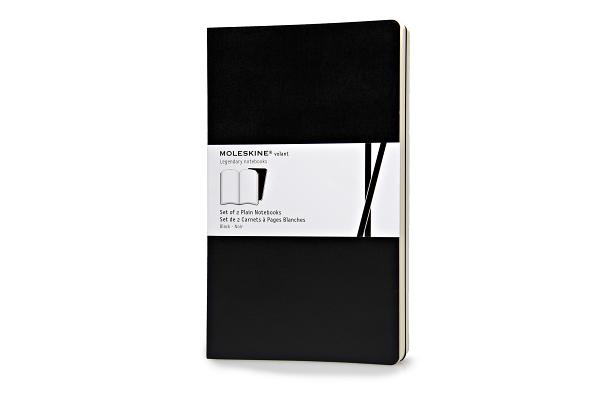 Moleskine Volant Notebook (Set of 2 ), Large, Plain, Black, Soft Cover (5 X 8.25)
